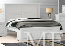 KING TUDOR (CUSTOM MADE) BED WITH 2 UNDERBED STORAGE DRAWERS - ASSORTED COLOURS