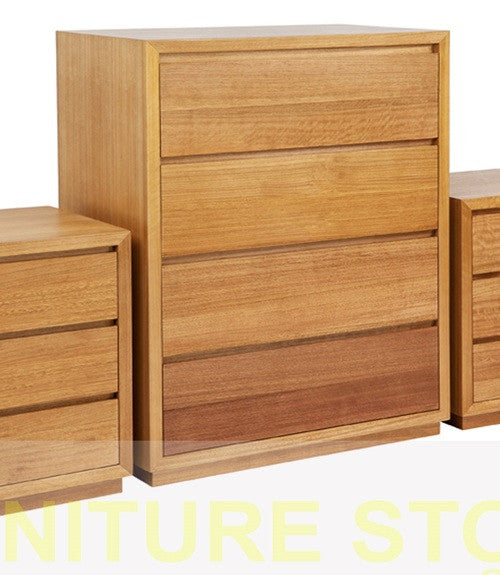 SINGLE OR KING SINGLE MORGAN (AUSSIE MADE) TASSIE OAK & VENEER COMBINATION 3 PIECE BEDROOM SUITE - ASSORTED COLOURS