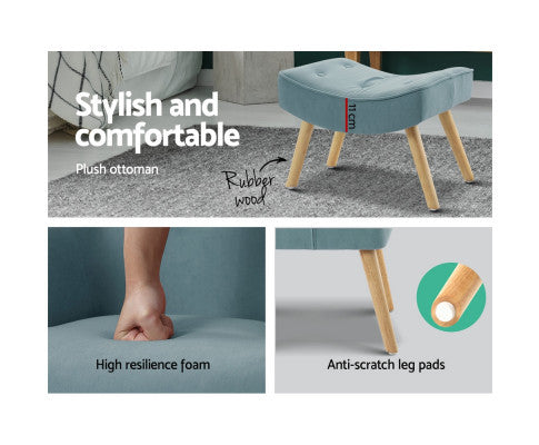 CRISTALINA ARMCHAIR WITH OTTOMAN - BLUE