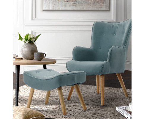 CRISTALINA ARMCHAIR WITH OTTOMAN - BLUE