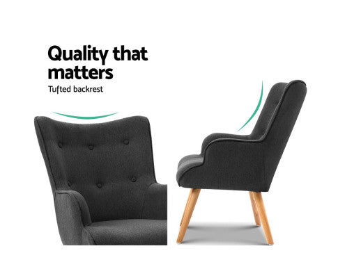 CRISTALINA ARMCHAIR WITH OTTOMAN - CHARCOAL