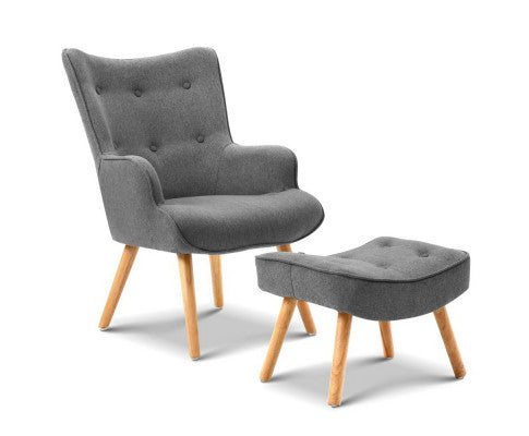 CRISTALINA ARMCHAIR WITH OTTOMAN - GREY