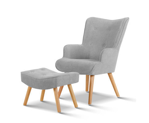 CRISTALINA ARMCHAIR WITH OTTOMAN - LIGHT GREY