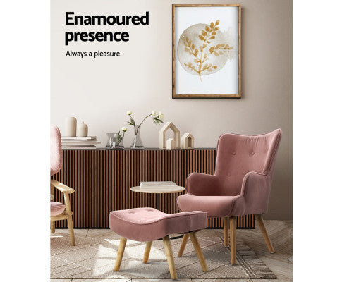 CRISTALINA ARMCHAIR WITH OTTOMAN - PINK