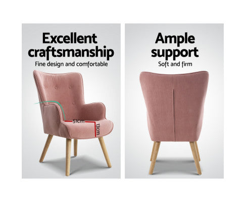 CRISTALINA ARMCHAIR WITH OTTOMAN - PINK