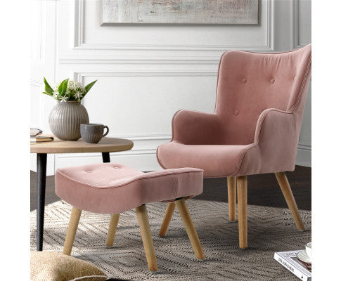 CRISTALINA ARMCHAIR WITH OTTOMAN - PINK