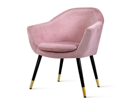 ZACHARY VELVET FABRIC ACCENT CHAIR - PINK