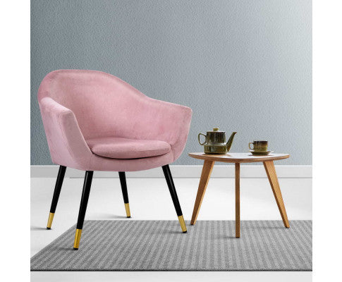 ZACHARY VELVET FABRIC ACCENT CHAIR - PINK