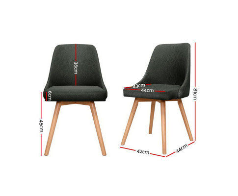 BRIELLE (SET OF 2) FABRIC DINING CHAIR - CHARCOAL