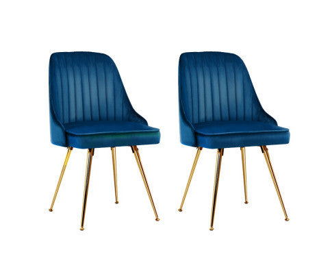 ARLETTE (SET OF 2) VELVET FABRIC DINING CHAIR - BLUE