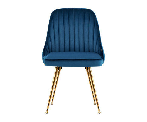 ARLETTE (SET OF 2) VELVET FABRIC DINING CHAIR - BLUE