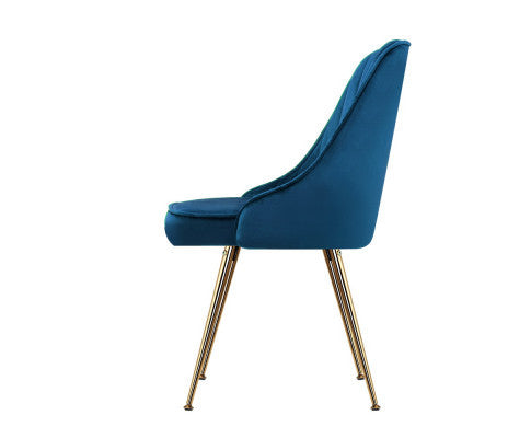 ARLETTE (SET OF 2) VELVET FABRIC DINING CHAIR - BLUE