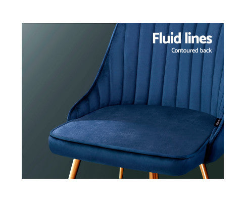 ARLETTE (SET OF 2) VELVET FABRIC DINING CHAIR - BLUE