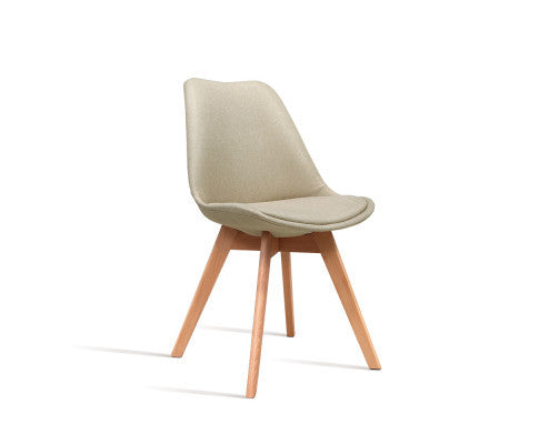 THEA (SET OF 2) FABRIC DINING CHAIR - BEIGE
