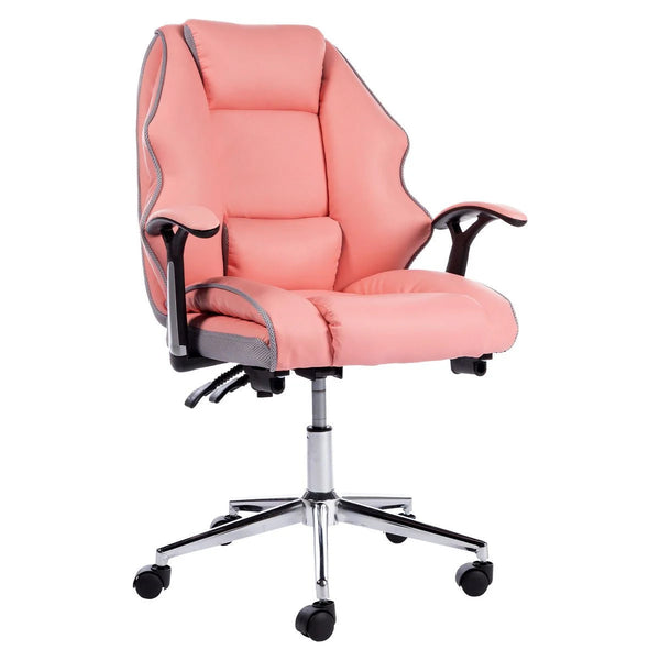 PLEIONE FAUX LEATHER HIGH BACK MODERN RECLINING EXECUTIVE OFFICE CHAIR - PINK