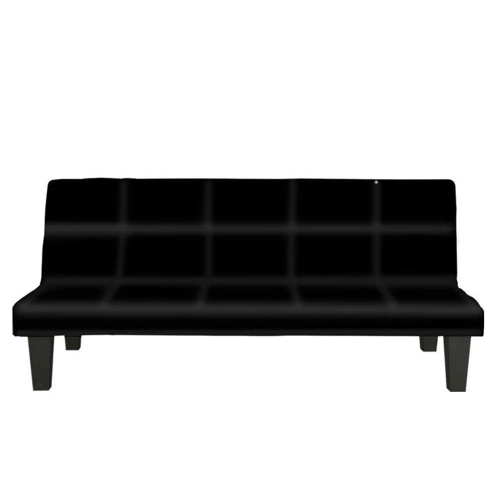 EMERSON 2 SEATER MODULAR LEATHERETTE SOFA BED COUCH - BLACK