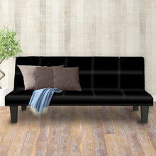 EMERSON 2 SEATER MODULAR LEATHERETTE SOFA BED COUCH - BLACK