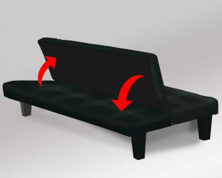 EMERSON 2 SEATER MODULAR LEATHERETTE SOFA BED COUCH - BLACK