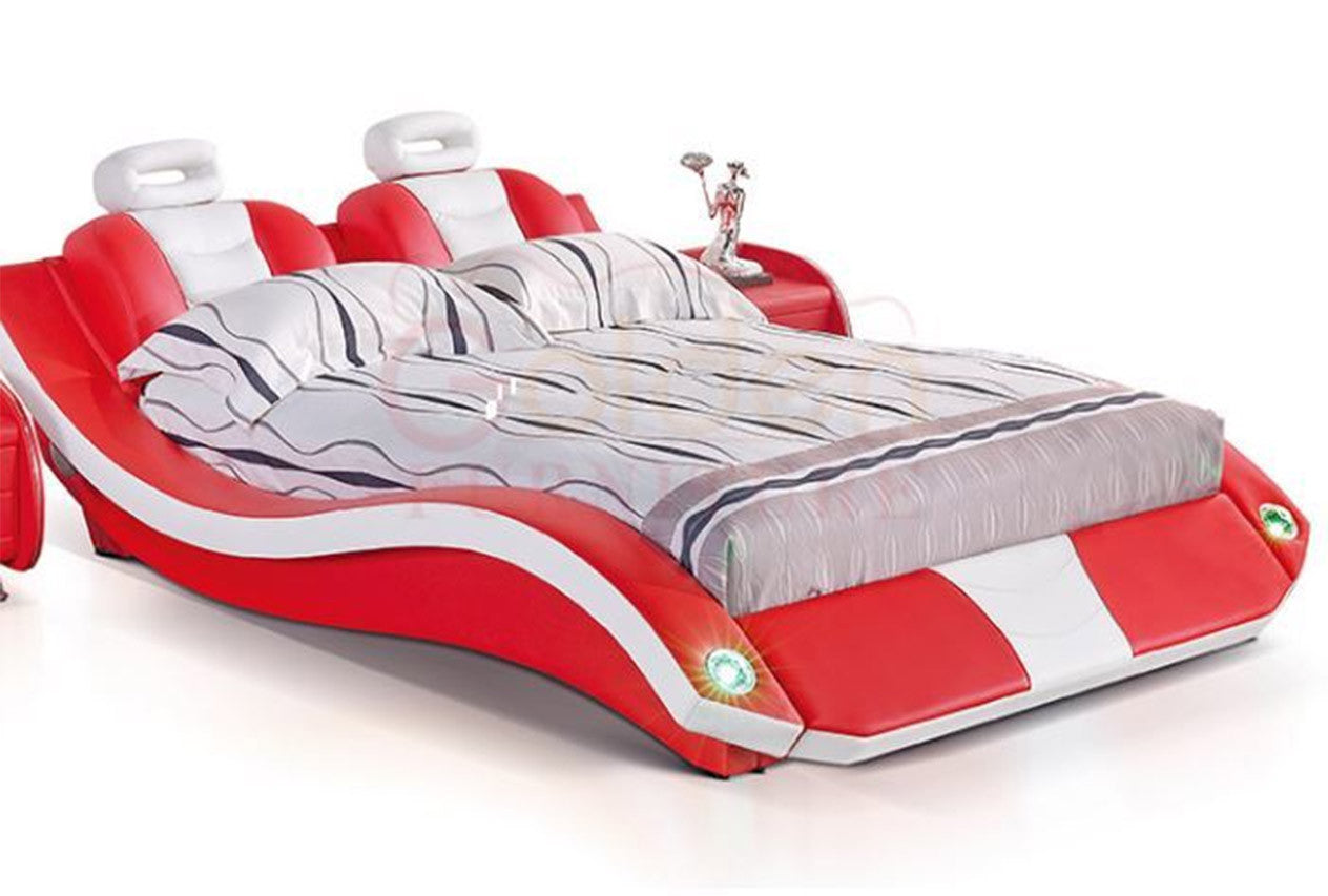 QUEEN BENNY LEATHERETTE BED WITH LED LIGHTS AND SPEAKER (G1043#) - ASSORTED COLORS