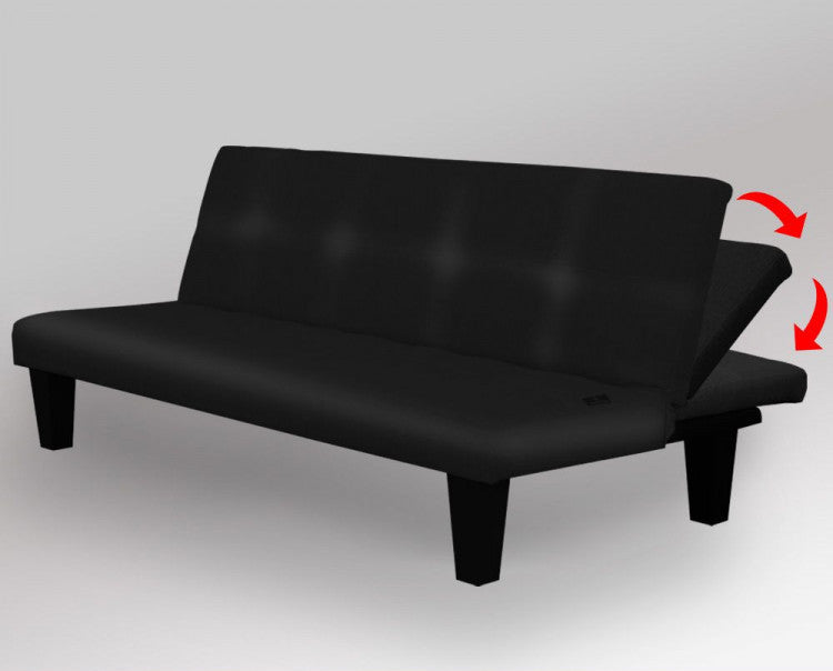 EMERSON 2 SEATER MODULAR LEATHERETTE SOFA BED COUCH - BLACK