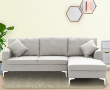 PHOENICIA LINEN CORNER SOFA COUCH LOUNGE L-SHAPE W/ LEFT CHAISE SEAT - LIGHT GREY