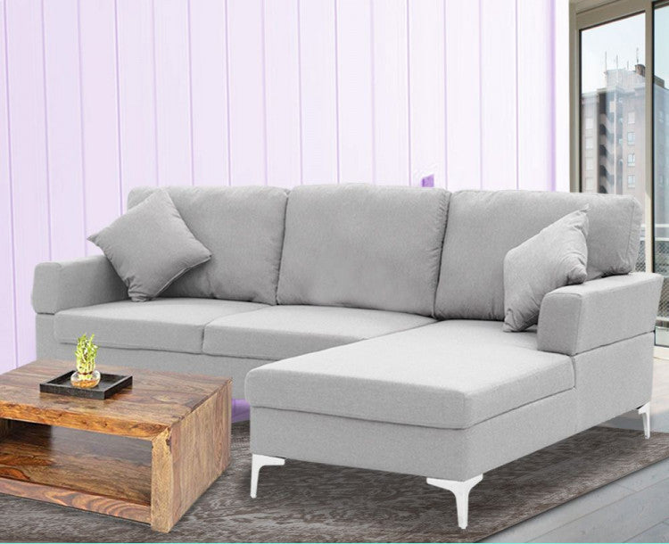 PHOENICIA LINEN CORNER SOFA COUCH LOUNGE L-SHAPE W/ LEFT CHAISE SEAT - LIGHT GREY