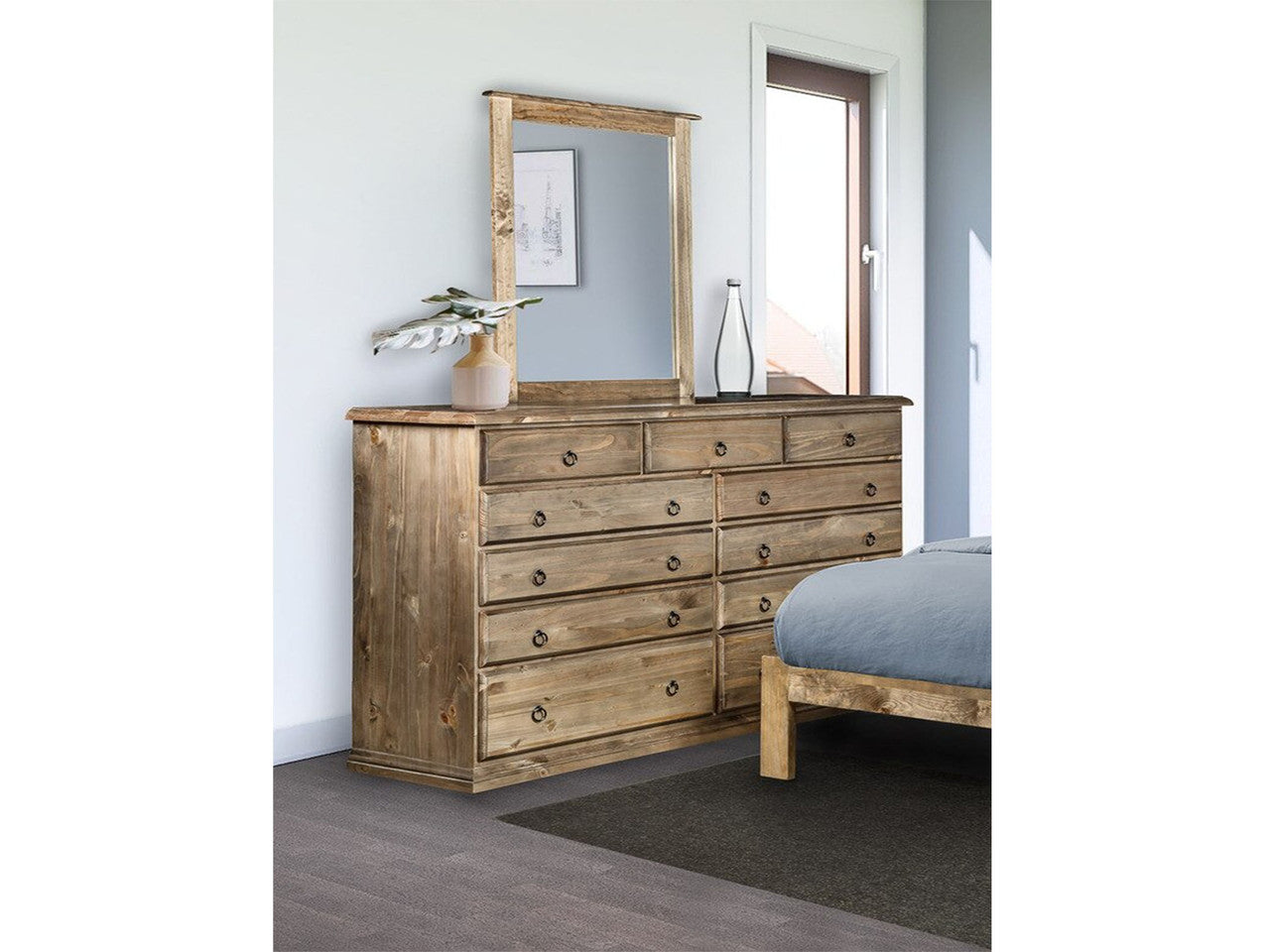 CRONULLA DOUBLE OR QUEEN 5 PIECE (DRESSER) BEDROOM SUITE - BED WITH DOONA FOOT - BALTIC (#215) , WALNUT (#219) OR GREY WASH (#501)