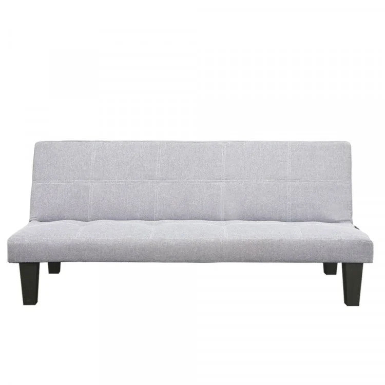 OAKLEY 2 SEATER MODULAR LINEN FABRIC SOFA BED COUCH - LIGHT GREY