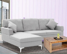 PHOENICIA LINEN CORNER SOFA COUCH LOUNGE L-SHAPE W/ RIGHT CHAISE SEAT - LIGHT GREY