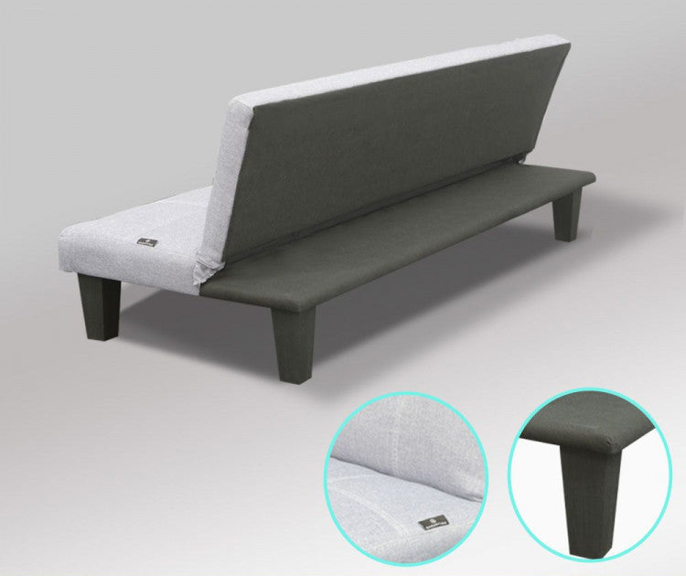 OAKLEY 2 SEATER MODULAR LINEN FABRIC SOFA BED COUCH - LIGHT GREY
