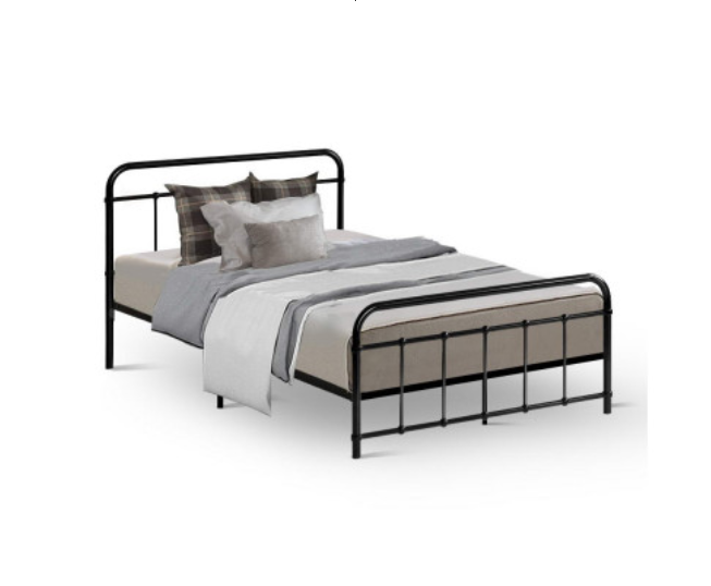 KING SINGLE VENELOPE METAL BED - BLACK
