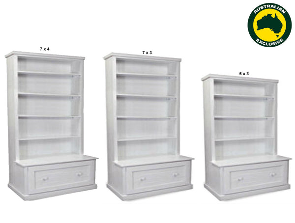URBAN (AUSSIE MADE) BOOKCASE COMBO WITH FLAT TOP + 1 DRAWER COLLECTION - ASSORTED PAINTED COLOURS