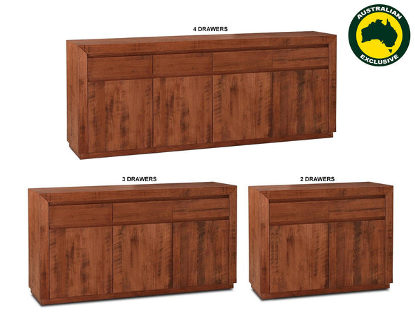 URBAN (AUSSIE MADE) BUFFET WITH FLOATING BASE COLLECTION - TASSIE OAK COMBINATION - ASSORTED STAINED COLOURS