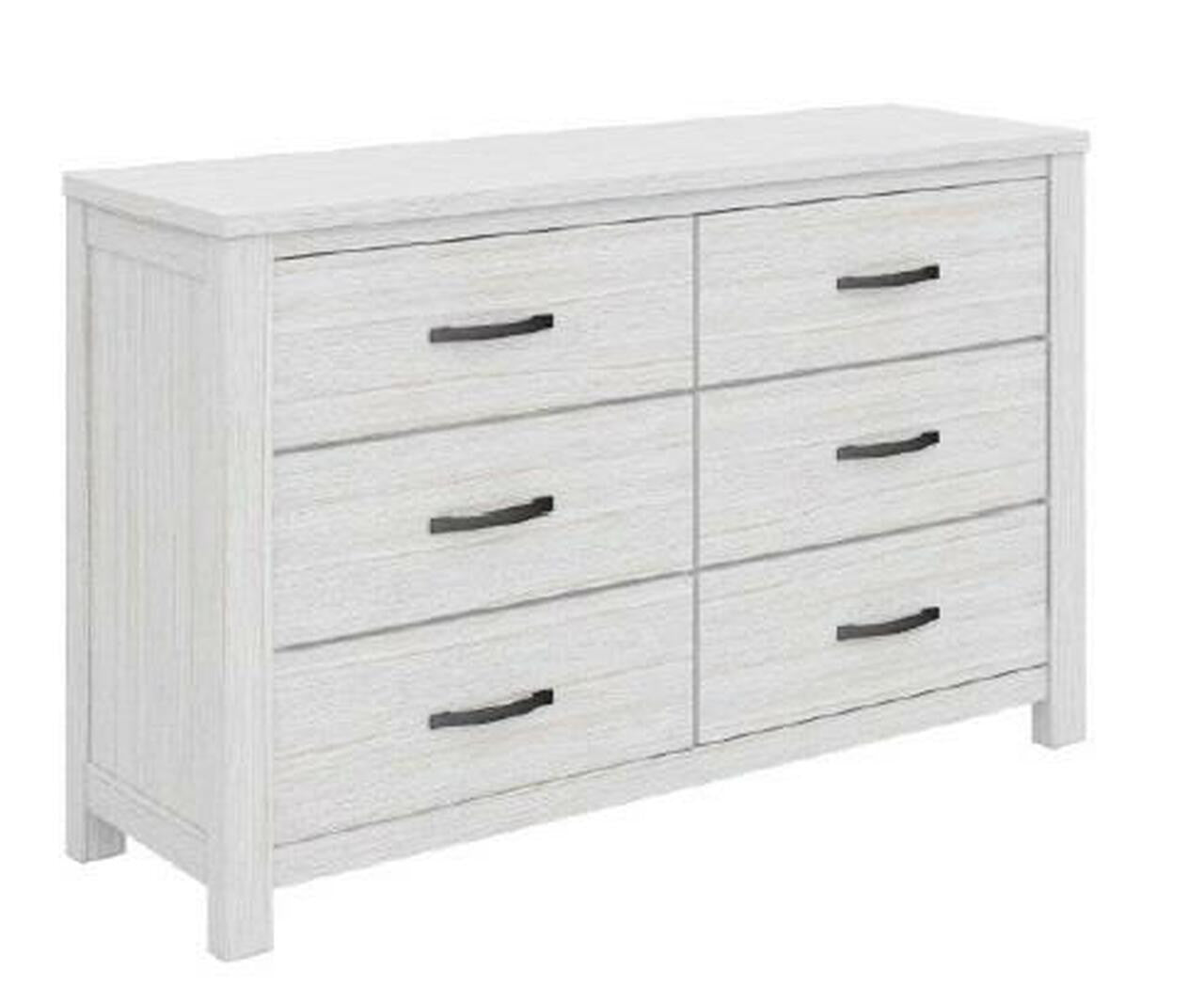 MILDRED KING 4 PIECE (DRESSER / LOWBOY ) BEDROOM SUITE (6-12-15-9-14-1) - WHITE WASH