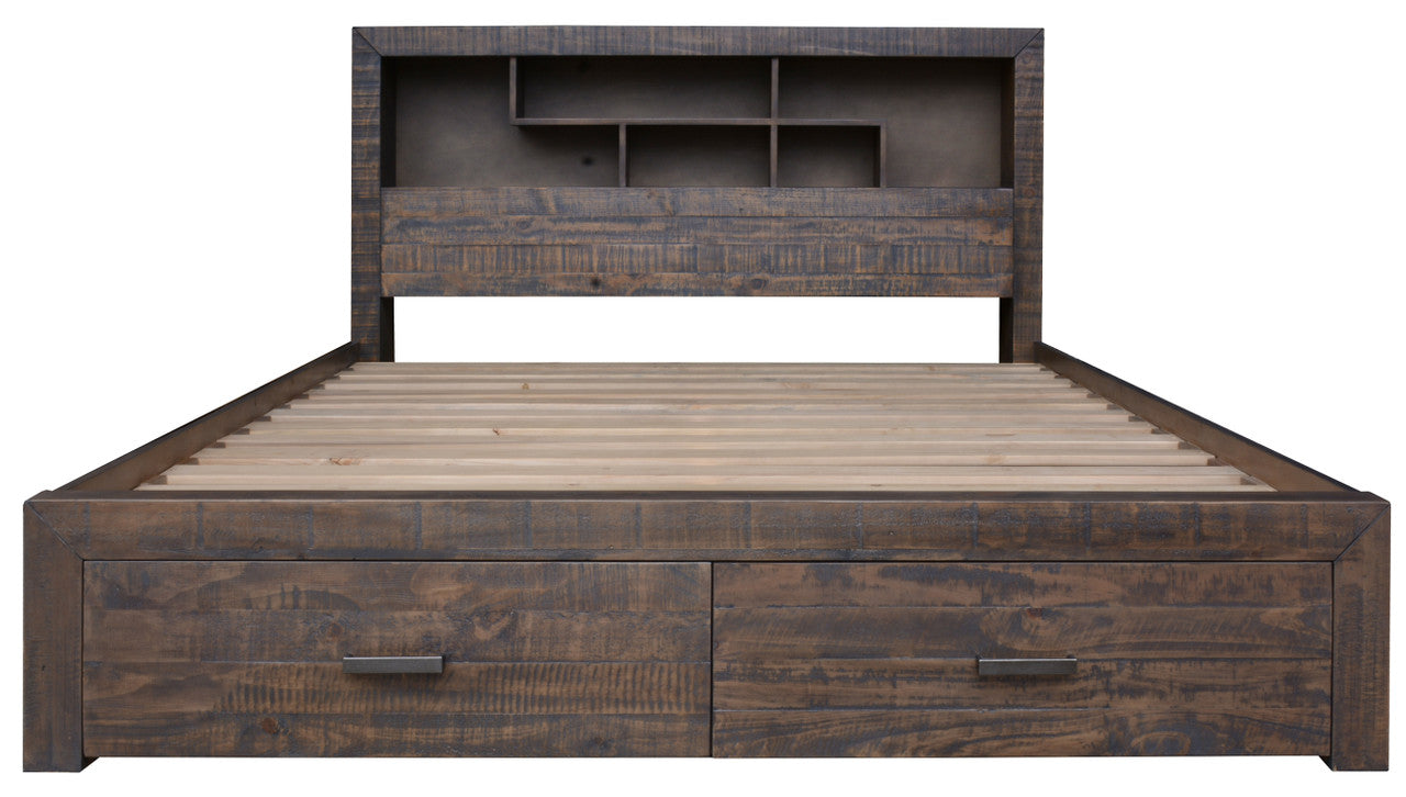 MUNICH QUEEN 5 PIECE (DRESSER) BEDROOM SUITE WITH UNDER BED STORAGE - GREY STONE