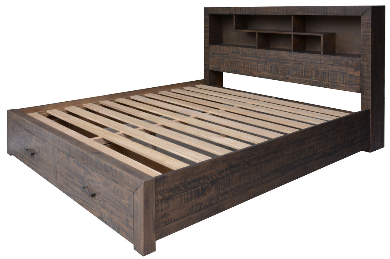 MUNICH QUEEN 5 PIECE (DRESSER) BEDROOM SUITE WITH UNDER BED STORAGE - GREY STONE