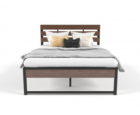 KING RADINKA WOODEN AND METAL BED FRAME - AS PICTURED