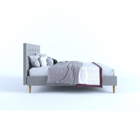 DOUBLE ZINNIA FABRIC BED FRAME - STONE GREY