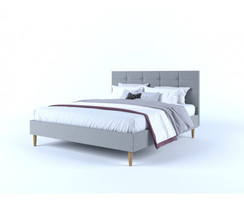 DOUBLE ZINNIA FABRIC BED FRAME - STONE GREY