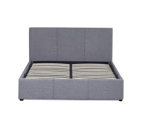 KING UMBREON LINEN FABRIC FRONT GAS LIFT BED FRAME - GREY