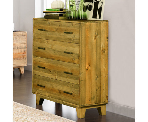 WOODVINCE SCANDINAVIAN DOUBLE OR QUEEN 4 PIECE (TALLBOY) BEDROOM SUITE - ANTIQUE LIGHT BROWN