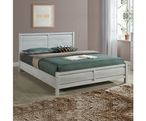QUEEN ALVARRO BED FRAME - WHITE ASH