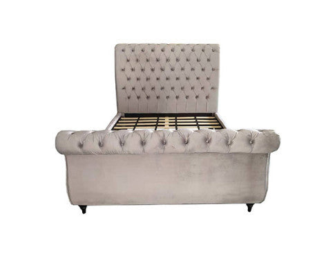 QUEEN JAYDEN FABRIC BED FRAME - VELVET GREY
