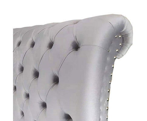 QUEEN JAYDEN FABRIC BED FRAME - VELVET GREY