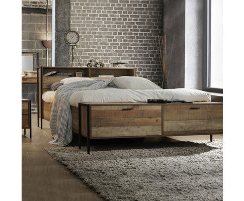 QUEEN DYNIE BED FRAME WITH HEADBOARD/ FOOTBOARD STORAGE - AS PICTURED