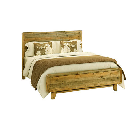 KING WOODVINCE SOLID WOOD BED FRAME- ANTIQUE LIGHT BROWN