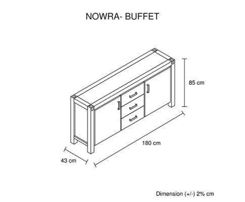 NOWRA 3 DRAWER/ 2 DOOR BUFFET - CHOCOLATE
