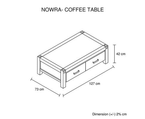 NOWRA 2 DRAWER COFFEE TABLE - CHOCOLATE