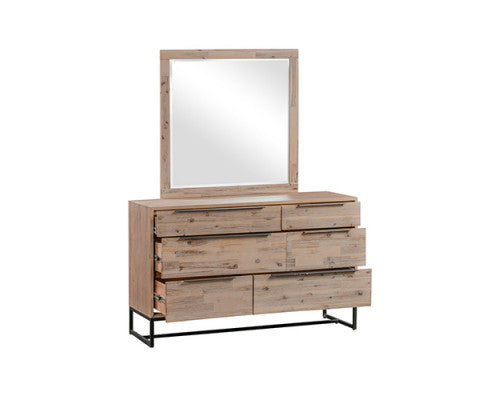 GAILE 6 DRAWER DRESSING TABLE WITH MIRROR - TEA
