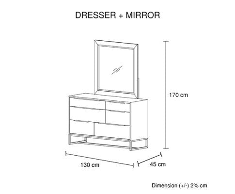 GAILE 6 DRAWER DRESSING TABLE WITH MIRROR - TEA